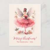 Roze Suiker Plum Fairy Vintage Kerst Briefkaart (Voorkant)