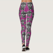 Roze Suiker Schedel Broek Glitter Effect Leggings (Achterkant)