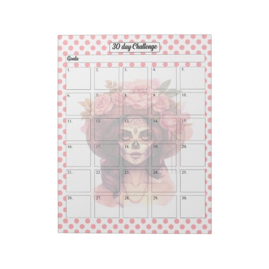 Roze Suiker Schedel Gewicht Tracker Notitieblok (Linkerzijde)