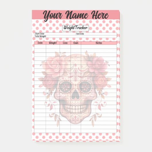 Roze Suiker Schedel Gewicht Tracker Post-it® Notes (Voorkant)