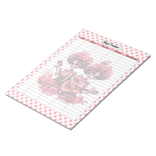 Roze suiker schedel stappen tracker notitieblok (Schuin)