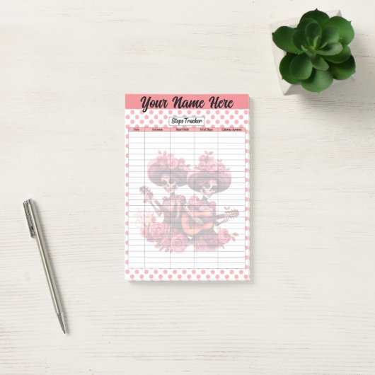 Roze suiker schedel stappen tracker post-it® notes (Kantoor)
