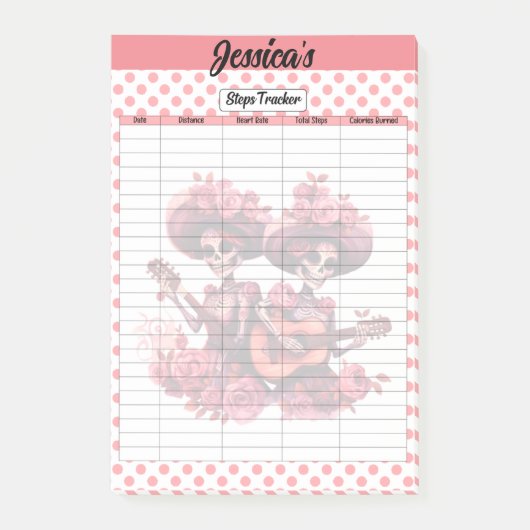 Roze suiker schedel stappen tracker post-it® notes (Voorkant)