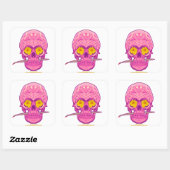 Roze SUIKER SCHEDEL STICKER (Vel)