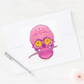 Roze SUIKER SCHEDEL STICKER (Envelop)