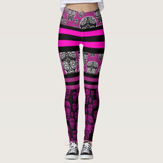 Roze suiker schedestreep leggings (Voorkant)