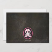 Roze Suiker Skull Day of the Dead Party Invite Kaart (Achterkant)