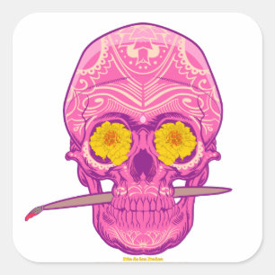 Roze SUIKER SKULL STICKER