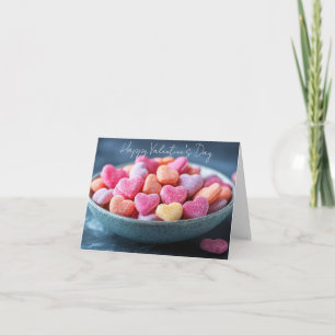 Roze Suikerhartjes Valentijns Groet Feestdagen Kaart