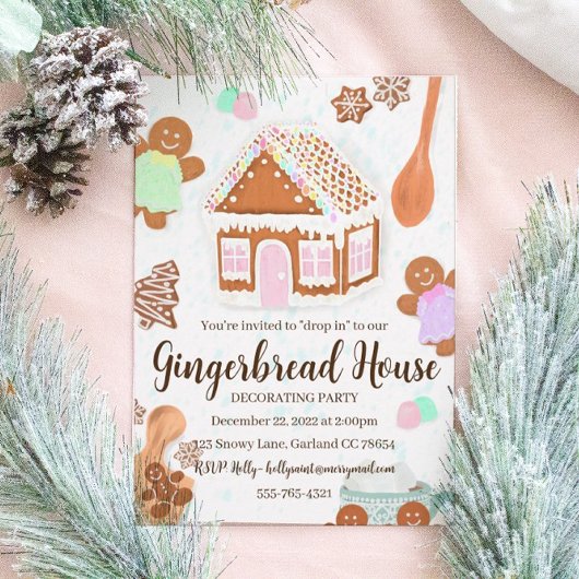 Roze Suikerhuisje Feest Uitnodiging