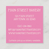 Roze suikerkoekjesbakkerij vierkante visitekaartje (Achterkant)
