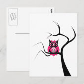 Roze suikerriet Huid Owl in het Briefkaart van de (Voorkant / Achterkant)