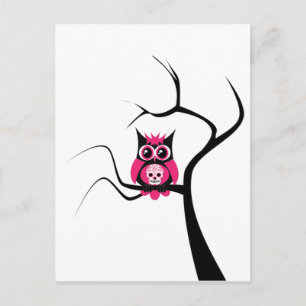 Roze suikerriet Huid Owl in het Briefkaart van de