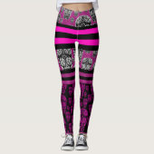 Roze suikerriet Leggings gestript (Voorkant)