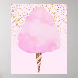 Roze suikerspin en gouden glitters Mooie trendy me Poster
