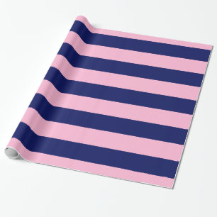Roze suikerspin, marineblauw XL strepenpatroon V Cadeaupapier