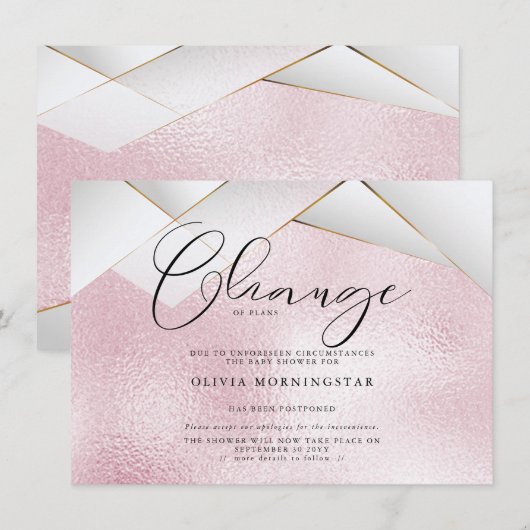 Roze Suikerspin Parel Facetten Uitgestelde Bruilof Kaart (Voorkant / Achterkant)