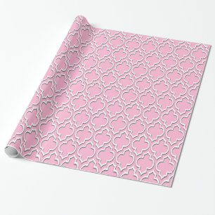 Roze Suikerspin Wht XL Marokkaans Quatrefoil #7DS Cadeaupapier