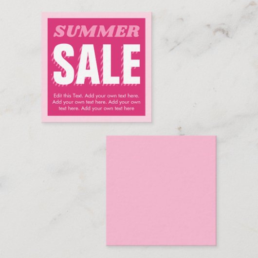Roze Sumer Sale Visitekaartje Informatiekaartje (Voorkant / Achterkant)