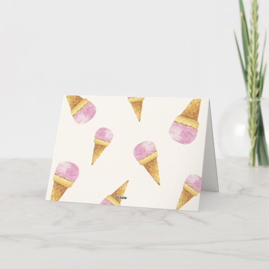 Roze Summer Scoop Ice Cream Lijst Baby shower Bedankkaart (Achterkant)