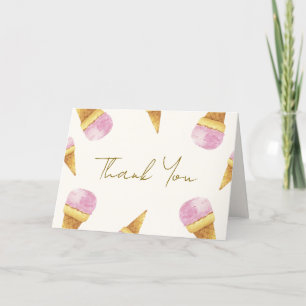 Roze Summer Scoop Ice Cream Lijst Baby shower Bedankkaart