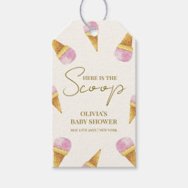 Roze Summer Scoop Ice Cream Lijst Baby shower Cadeaulabel