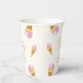 Roze Summer Scoop Ice Cream Lijst Baby shower Papieren Bekers (Rechts)