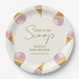 Roze Summer Scoop Ice Cream Lijst Baby shower Papieren Bordje