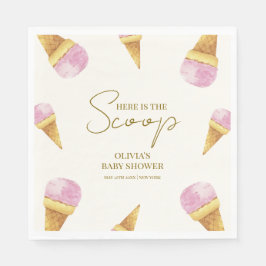 Roze Summer Scoop Ice Cream Lijst Baby shower Servet