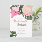 Roze Summertime Glam | Bachelorette Weekend Kaart (Staand voorkant)