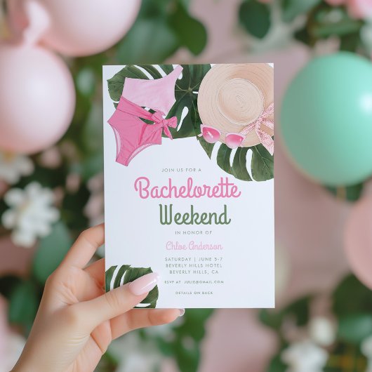 Roze Summertime Glam | Bachelorette Weekend Kaart