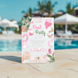 Roze Summertime Glam | Pool Party Kaart