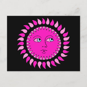 Roze Sun Cartoon Art Briefkaart