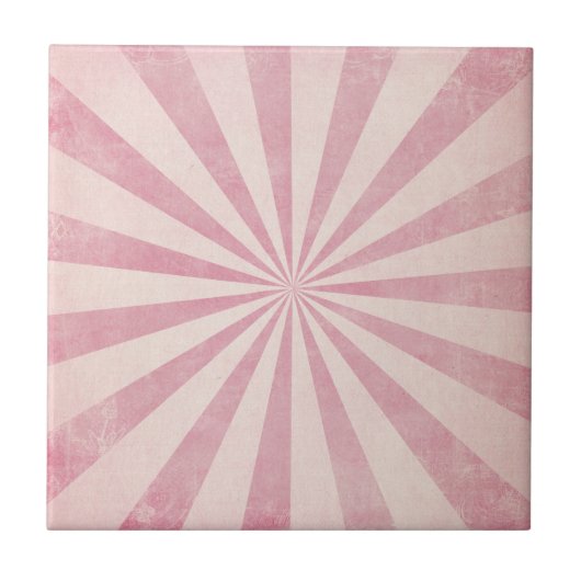 Roze Sunburst Starburst  Rustic Burst Print Tegeltje (Voorkant)