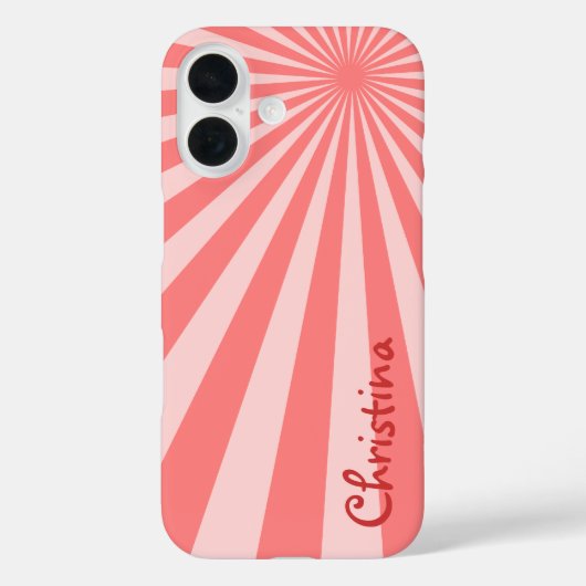 Roze Sunburst "Voeg Jouw namen toe" Case-Mate iPhone Case (Achterkant)