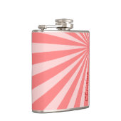 Roze Sunburst "Voeg Jouw namen toe" Heupfles (Rechts)