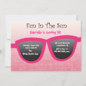 Roze SunGlasses Birthday Party Invitation Kaart (Voorkant)