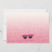 Roze SunGlasses Birthday Party Invitation Kaart (Achterkant)