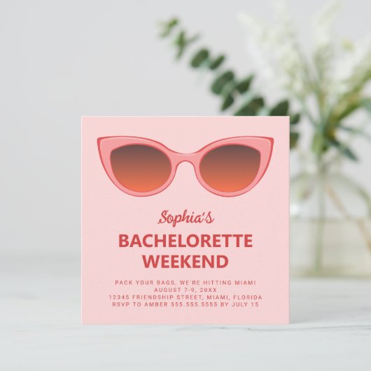 Roze Sunnies Beach vrijgezellenweekend Kaart (Staand voorkant)