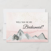 Roze Sunrise Mountain Bridesmaid proposal Kaart (Voorkant)