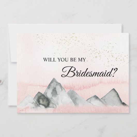 Roze Sunrise Mountain Bridesmaid proposal Kaart (Voorkant)