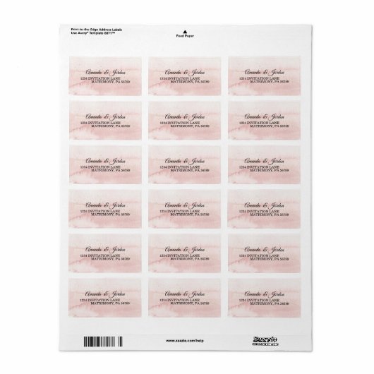 Roze Sunrise Mountain Coordinate RSVP Adres Etiket (Full Sheet)