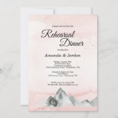 Roze Sunrise Mountain Rehearsal Dinner Invitation Kaart (Voorkant)