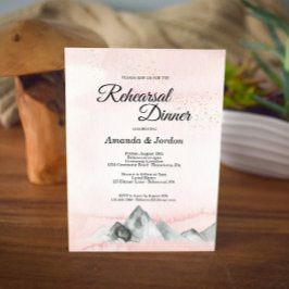 Roze Sunrise Mountain Rehearsal Dinner Invitation Kaart