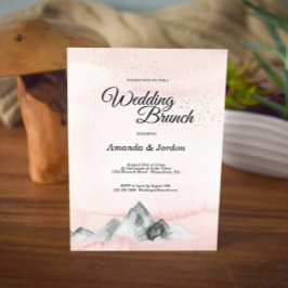Roze Sunrise Mountain Wedding Brunch Uitnodiging
