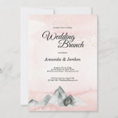 Roze Sunrise Mountain Wedding Brunch Uitnodiging (Voorkant)