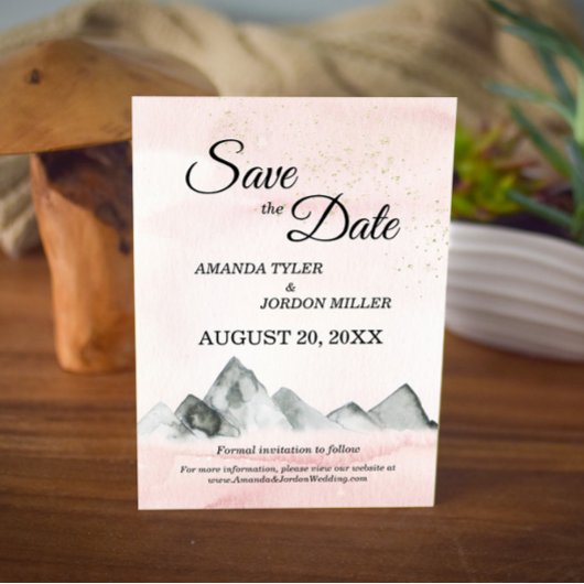 Roze Sunrise Mountain Wedding Save the Date