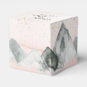 Roze Sunrise Mountain Wedding Square Favor Box Bedankdoosjes (Achterkant)