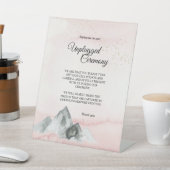 Roze Sunrise Mountain Wedding Unplugged Ceremonie Reclamebord Met Voetstuk (Insitu)