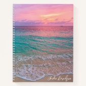 Roze Sunset Beach gepersonaliseerd Notitieboek (Voorkant)